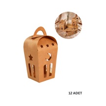 Ramazan Temalı Dekoratif Fener Kutusu, Ay Yıldız Kesim Hediyelik Kutu Seti, 6x9 Cm - 12 Adet, Kraft