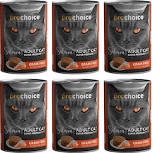 Pro Choice Somon Etli Sekersiz Tahilsiz Ezme Yetiskin Kedi Konservesi 400gr 6 Adet