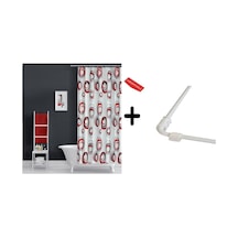 Banyo Perdesi Karma 2x110x200, Perde Borusu Askı Aparatı Köşe Boru Beyaz Hediyeli, Duş Perdesi Seti Çok Renkli