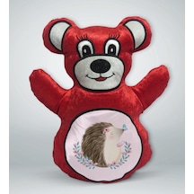 Bk Gift Sevimli Kirpi Tasarımlı Kırmızı Ayıcık Yastık-3