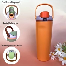 Brightnova Style 6 30oz 900ml Büyük Kapasiteli Paslanmaz Çelik Termos Matara Spor Seyahat 07 Beyaz