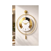 Pey Aksesuar 50x70 Cm Metal Pleksi Ahşap Ve Işığın Muhteşem Uyumu Duvar Saati Dekoratif M54-gold-beyaz-goldpleksi