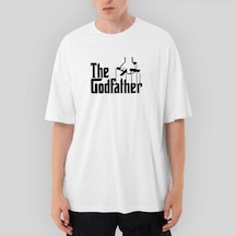 The Godfather Black Text Oversize Beyaz Tişört Beyaz