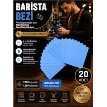 Profesyonel Mikrofilament Mavi Barista Genel Temizlik Bezi 40 40cm 20'li Paket