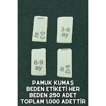 Pamuk Kumaş Beden Etiketi 4 Beden 250 Adet Toplam 1.000 Adet