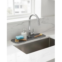 Silikon Lavabo Matı, Mutfak Ve Banyo Evye Çevresi Organizeri, Gri Çok renkli
