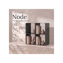 Node 4 Lü Modüler Metal Komodin Açık Raflı Küp Tasarım Başucu Sehpası Gri - 940098009 Gri
