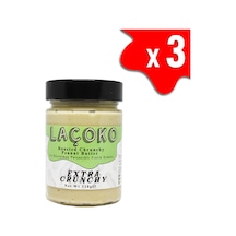 Laçoko Şekersiz Katkısız Glutensiz Vegan Az Kavrulmuş Çiğ Parçacıklı Extra Crunchy Fıstık Ezmesi 3 x 320 G
