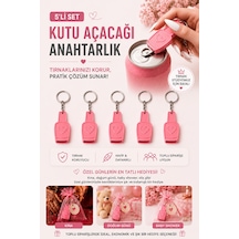 Anahtarlık & Kutu İçecek Açacağı 5 Li Set Protez Tırnakla Rahat Kullanım Açık Pembe