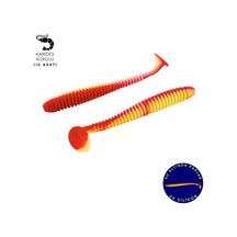 Silikon Kurt Yem - 4,2g 105mm - Turna/levrek Silikonu - 10 Adet - Kırmızı/sarı