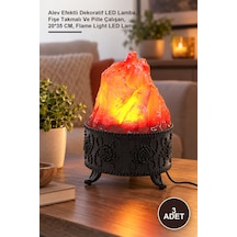 3 Adet Alevli Led Lamba Alev Efektli Dekoratif Led Lamba, Fişe Takmalı Ve Pille Çalışan, 20 35 Cm, Flame Light Led Lamp