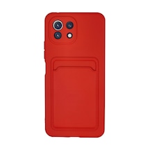 Xiaomi Mi 11 Kılıf Kelvin Kartvizitli Silikon - Kırmızı -