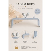 Vollen Yarn Metal Badem Model Çanta Bursu 20 Cm El Çantası Çerçevesi Portföy Cüzdan Klipsi Çanta Aparatı Gri