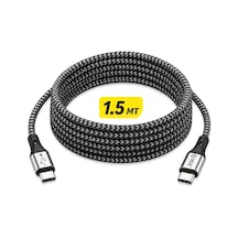 Bydiz Premium Örgülü Usb-c - Usb-c 60w Hızlı Şarj Kablosu, 1,5 M, Pd Destekli Type-c Kablo, İphone 15/16/17 Serisi, Galaxy S23/s24/s25, İpad, Macbook, Xiaomi Uyumlu, Siyah