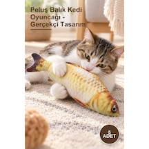 5 Adet Peluş Balık Kedi Oyuncağı - Gerçekçi Tasarım