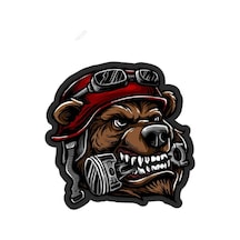 Kasklı Motorcu Köpek Sticker Yapıştırma 10Cm