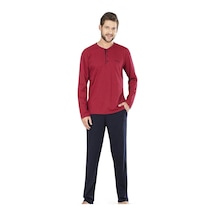 Erkek Penye Çizgili Pijama Lacivert 001