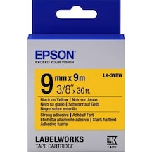 Epson LK-3YBW Strong Siyah Üzeri Sarı 9MM x 9M Etiket