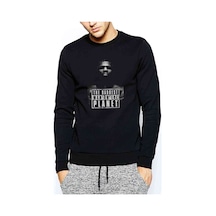 Mike Tyson The Baddest Boks Baskılı Siyah Erkek Sweatshirt
