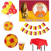 16 Kişilik Sarı Kırmızı Fulbol Taraftar Doğum Günü Süsleri Afiş H +3