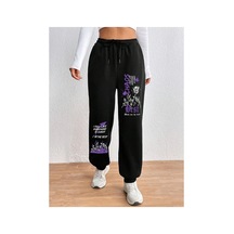 Tarzsokak Graphic Drawstring Waist 4 Mevsim Eşofman Siyah