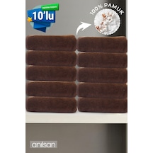 10'lu Kahverengi El Havlusu - 50x90 Cm, 225 Gr, %100 Pamuk, Spa Ve Otel Havlusu, Günlük Kullanıma Uygun Kahverengi