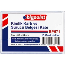 Bigpoint Kimlik, Ehliyet Kabı Yatay Şeffaf 86x54mm 100'lü Poşet