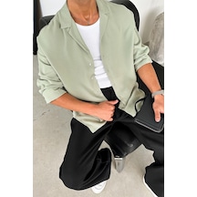 Buz Yeşil Basic Dokulu Relaxed Gömlek Buz Yeşil