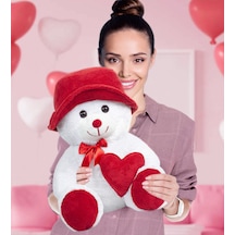 70 Cm Şapkalı Ve Kalpli Peluş Ayıcık