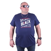 Starbattal Büyük Beden Erkek Baskılı Tişört Black 23127 Marin-Marin