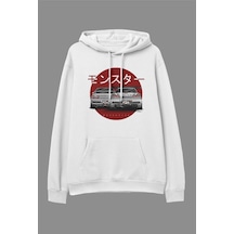 Startmore Oversize Araba Nissan Tasarım Baskılı Kapüşonlu Sweatshirt Hoodie Beyaz Beyaz