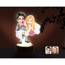 Kişiye Özel Evleniyoruz Karikatürlü Dekoratif 3D Biblo Led Işıklı (481495213)