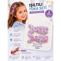 2 Li Simli Fiyonk Pens Toka Seti Kız Çocuk Saç Tokası Farklı Renk Seçenekli B