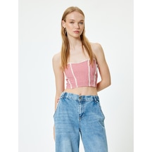 Koton Straplez Büstiyer Pötikareli Crop Kolsuz Gipeli Dantel Detaylı Slim Fit Kırmızı Ekose 4sal30066ıw Kırmızı
