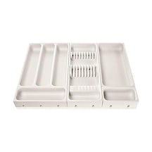 Flexispace 899430 Mutfak Gereçleri İçin Çekmece Düzenleyici, Plastik, Beyaz, 37 X 22 X 4,5 Cm 0