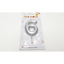 6 Gümüş Rakam Mum Gümüş