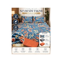 Slc Home %100 Pamuk Saten Şık Tasarım Çift Kişilik Nevresim Takımı 4 Parça Mavi Çiçekli Mavi - 938556133 Mavi