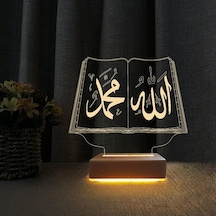 3D Led Gece Lambası Allah Muhammed Yazılı Led Lamba