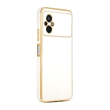 Xiaomi Uyumlu Poco M5 Kılıf Zore Kenarı Gold Renk Silikon Bark Kapak