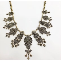 Muhteşem Yüzyıl Hürrem Elmas Montür Gerdanlık Kolye Black  Diamond Bronz