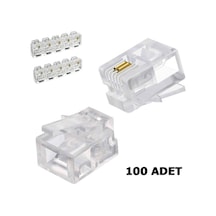 100 Adet Rj11 Konnektör Rj-11 Konnektör Jack Telefon Ucu Soketi