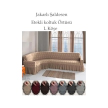 Jakarli Şal Desen L.köşe Koltuk Örtüsü, Koltuk Kılıfı Taş 350cm Taş