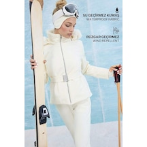 Defacto Su İtici Slim Fit Dar Kesim Kemerli Kapüşonlu Softshell Kayak Montu F3525ax25wnwt46 Beyaz-wt46