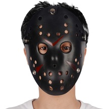 Siyah Renk Kırmızı Çizgili Tam Yüz Hokey Jason Maskesi Hannibal