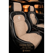 Fiat Egea Sedan 2014 Ve Sonrası Araca Uyumlu Premium Tay Tüyü Koltuk Kılıfı Liona Serisi Bej Siyah