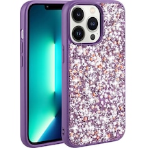 Apple Uyumlu iPhone 13 Pro Kılıf Kamera Çıkıntılı Parlak Taşlı Tasarım Renkli Koruyucu Kapak Linea