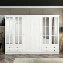 Kale 6 Mebran Kapaklı 4ç Taçlı Dolap - Beyaz 190cm Beyaz