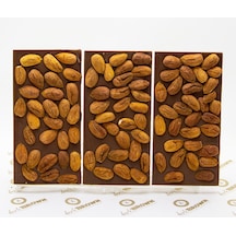 Dark Brown Bademli Sütlü Tablet Çikolata El Yapımı Gerçek Bar Çikolata 3 x 100 G