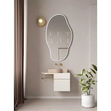 Asimetrik 90x50 Konsol, Dresuar, Tuvalet Aynası 1.kalite Şişecam Ayna 90 X 50 Beyaz No190x50b Beyaz