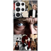 Samsung Galaxy S22 Ultra Uyumlu Atatürk İstiklal Panoraması Baskılı Silikon Kılıf Renkli
